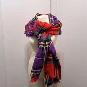 American Eagle Colorful Plaid Blanket Scarf
